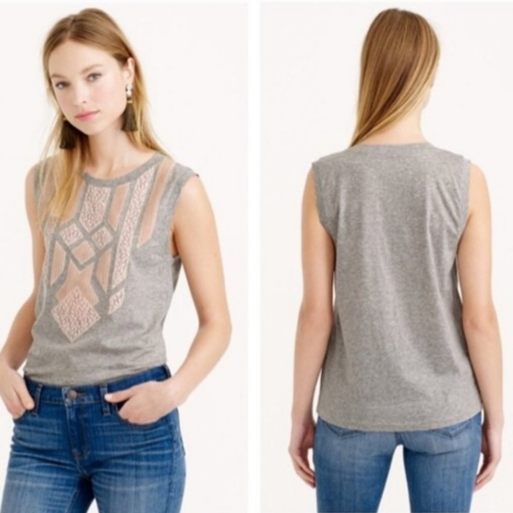 J Crew lace applique sleeveless top
